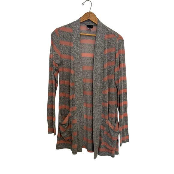 Mod  Lusive open front long line cardigan gray peach S - Picture 1 of 7